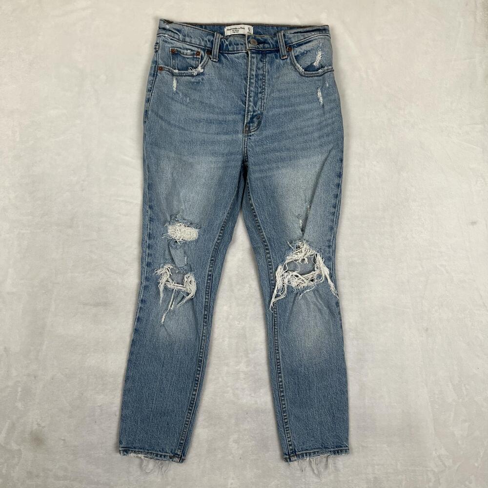 Abercrombie & Fitch The Skinny High Rise Jeans Womens 27 4S Distressed Denim